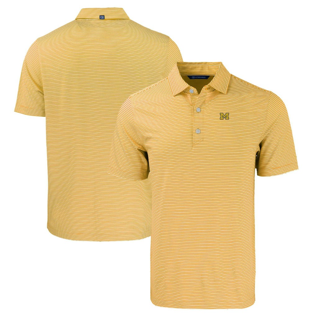 Cutter & Buck Michigan Wolverines Forge Eco Double Stripe Polo: $99.99