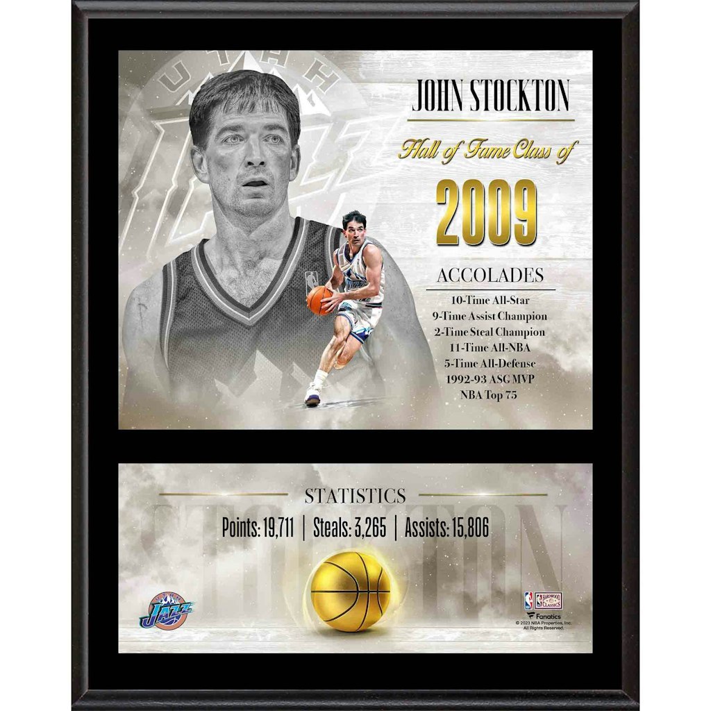John Stockton Utah Jazz 12" x 15" Hardwood Classic Sublimated Player Plaque: $49.99