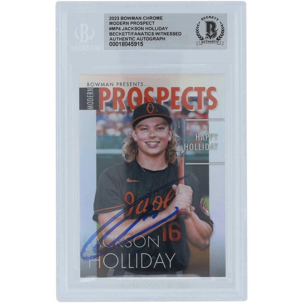 Jackson Holliday Baltimore Orioles Autographed 2023 Bowman Chrome Modern Prospects Card: $229.99