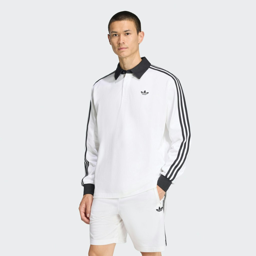 3-Stripes Rugby Long-Sleeve Polo: $65
