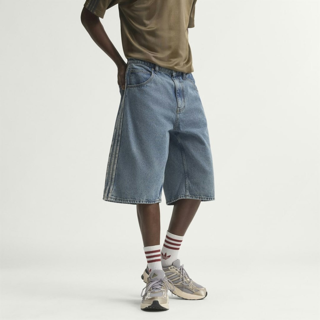 Firebird Adicolor Denim Mid-Rise Straight-Leg Jorts: $80