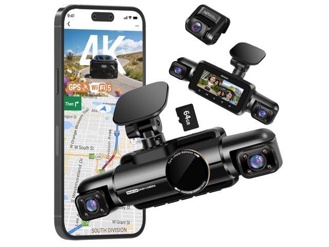 4-Channel 3K Front and Rear Dash Cam with 64GB Card: $194.99