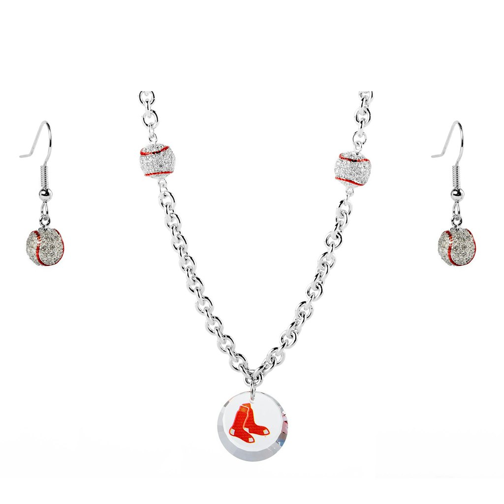 Boston Red Sox Swarovski Crystal Necklace and Earrings Set: $164.99 Boston Red Sox Swarovski Crystal Necklace and Earrings Set: $164.99