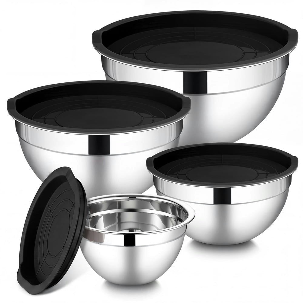 Walchoice Stainless Steel Mixing Bowls with Lids 4-Piece Set: $15.99