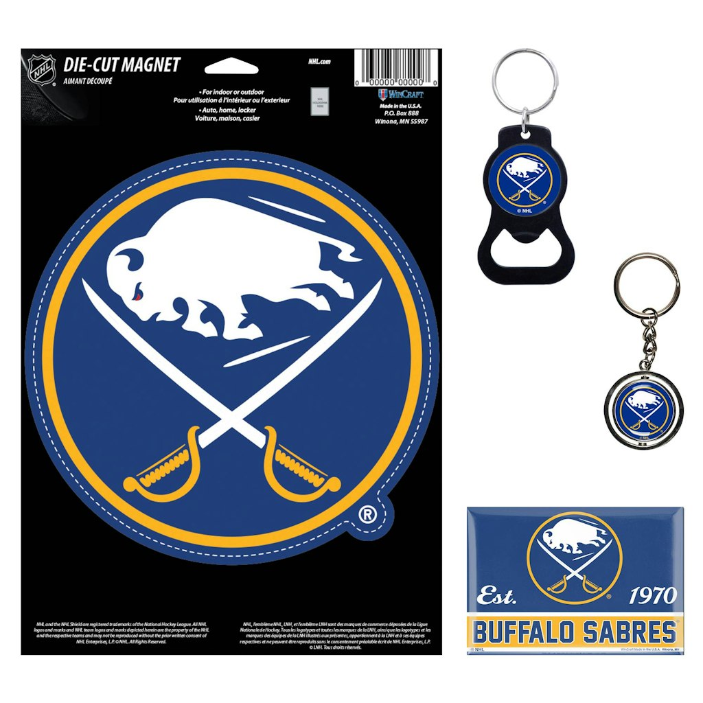 Wincraft Buffalo Sabres 4-Pack Key Ring and Magnet Set: $29.99 Wincraft Buffalo Sabres 4-Pack Key Ring and Magnet Set: $29.99