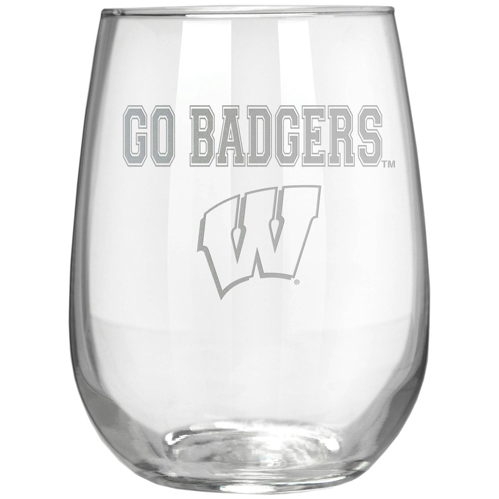 Wisconsin Badgers 17oz. Etched Stemless Wine Glass: $24.99 Wisconsin Badgers 17oz. Etched Stemless Wine Glass: $24.99
