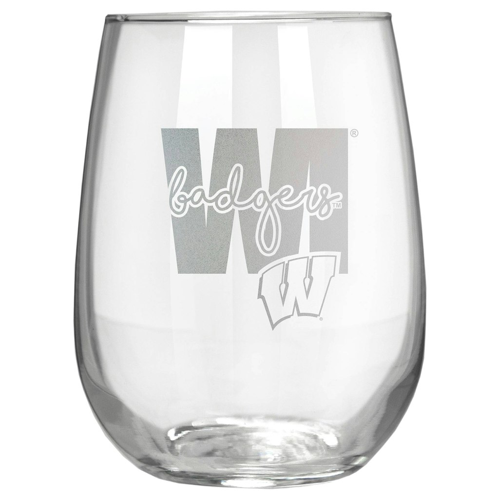Wisconsin Badgers 17oz. Stemless Wine Glass: $34.99
