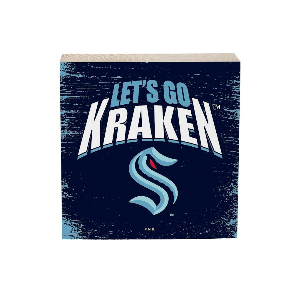 Seattle Kraken 6-inch Fan Chant Wood Block Sign: $29.99