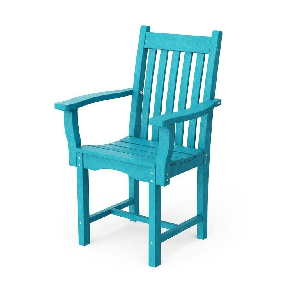 Aruba Blue HDPE Plastic Outdoor Dining Arm Chair: $339 Aruba Blue HDPE Plastic Outdoor Dining Arm Chair: $339