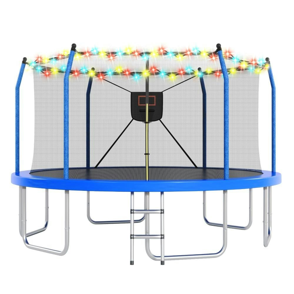 14-Foot Outdoor Round Trampoline with Lights and Basketball Hoop: $470.31 14-Foot Outdoor Round Trampoline with Lights and Basketball Hoop: $470.31