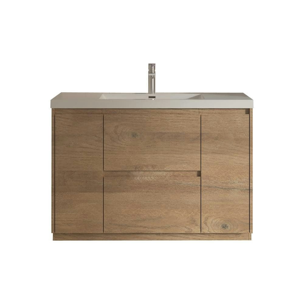 48-Inch Natural Oak Free-Standing Vanity with Resin Stone Top: $1,343.99 48-Inch Natural Oak Free-Standing Vanity with Resin Stone Top: $1,343.99