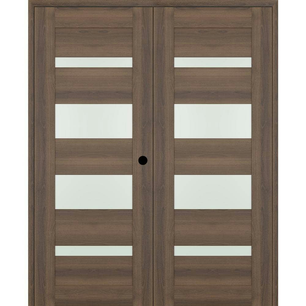 Vona 64\" x 80\" 4-Lite Frosted Glass Double Prehung Interior Door: $1,388