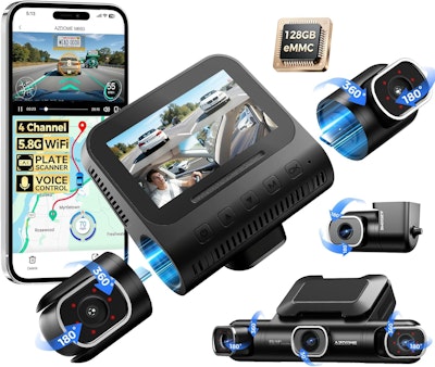 Azdome 360° 4-Channel Dash Cam for $104 + free shipping