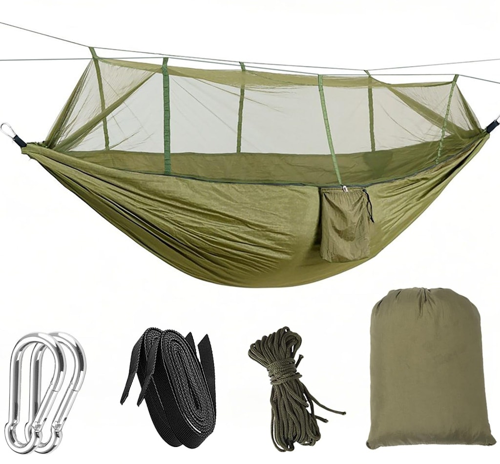 Camping Hammock w/ Mosquito Net: $13