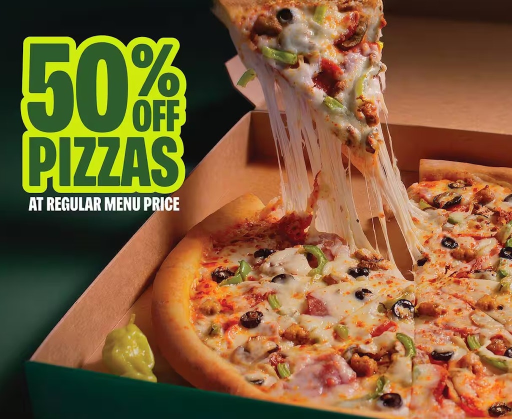 Papa Johns Pizzas: 50% off