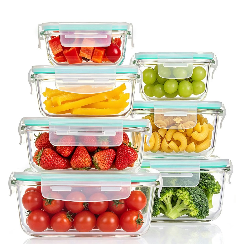 Sindcom 7-Pack Glass Food Storage Containers w/ Leak-Proof Locking Lids: $20