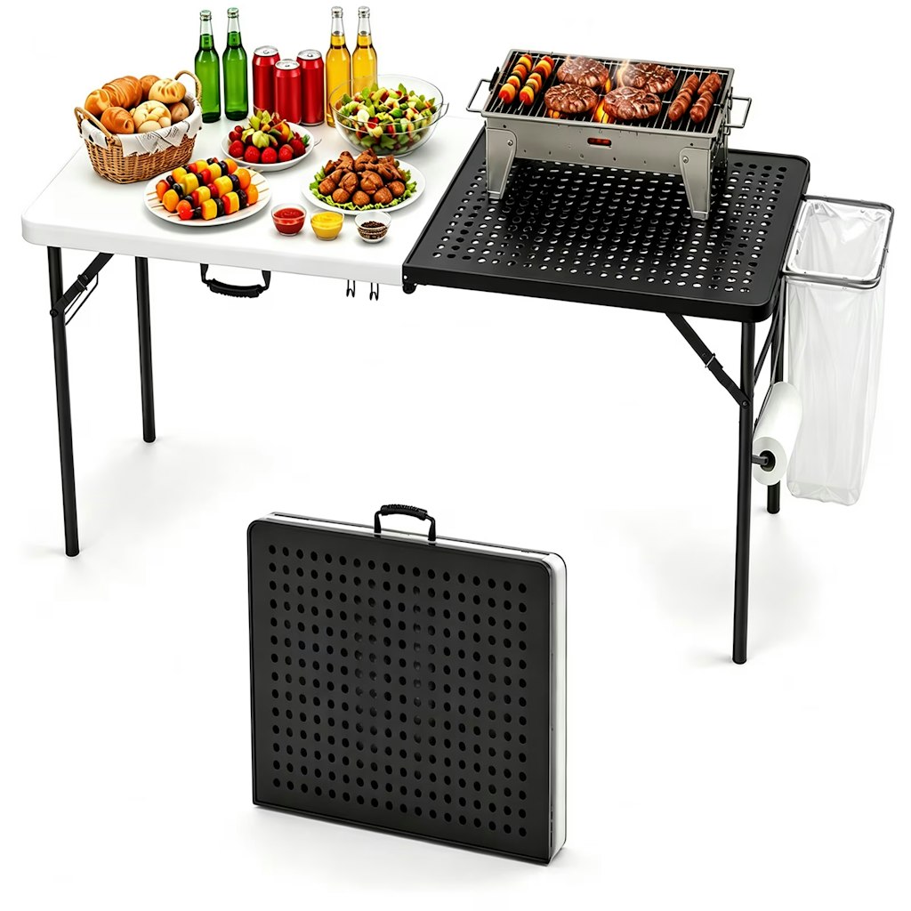 HaiCube 5-Foot Folding Grill Table w/ Metal Mesh Top: $70