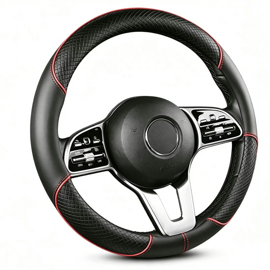 15" PU Leather Car Steering Wheel Cover: $13
