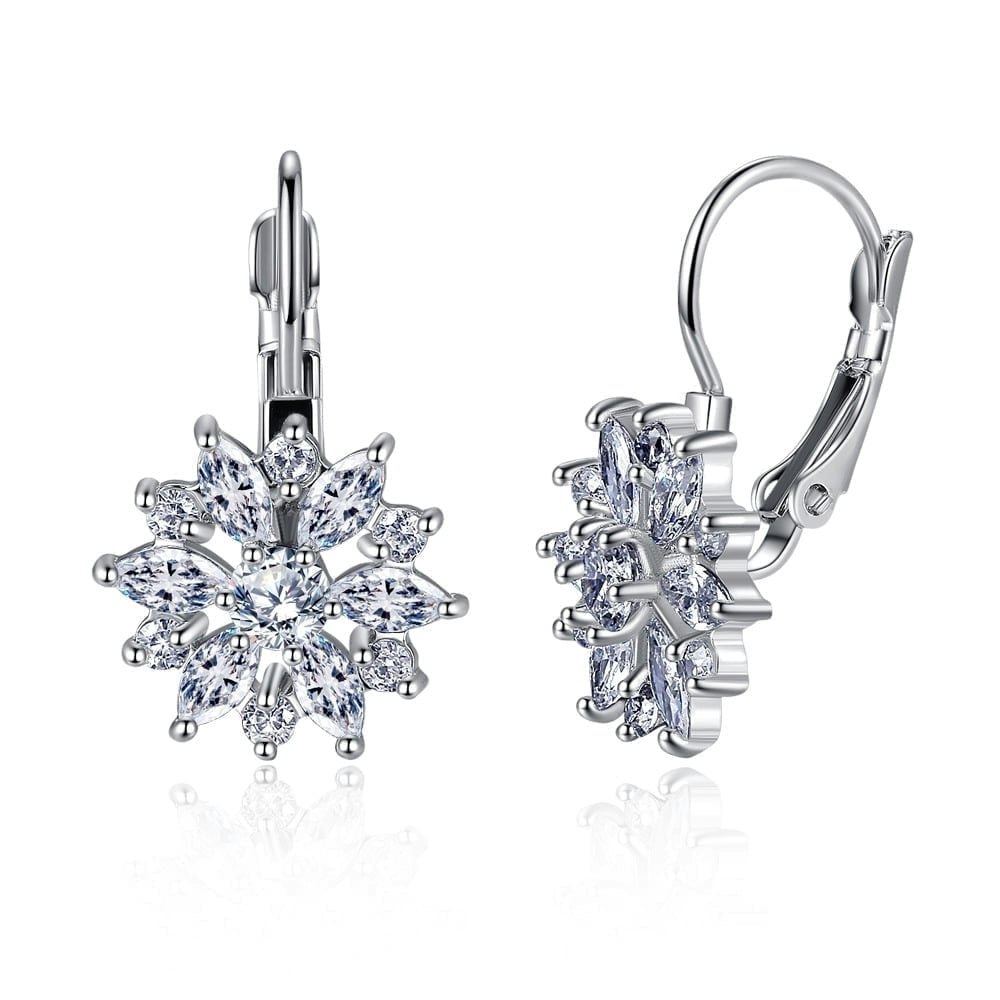 Crystal Flower 18K White Gold Plated Lever-back Earrings: $15.99 Crystal Flower 18K White Gold Plated Lever-back Earrings: $15.99