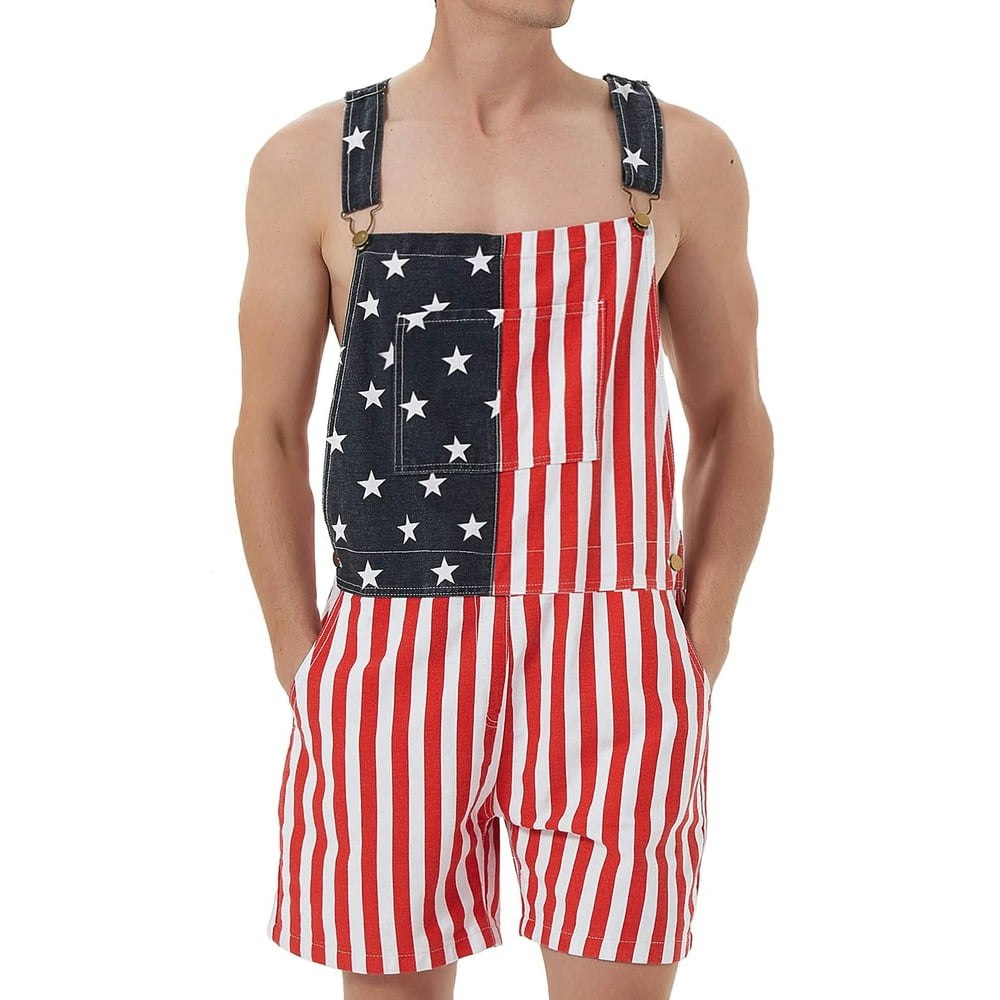 Men's American Flag Overalls Shorts: $35.98 Men's American Flag Overalls Shorts: $35.98