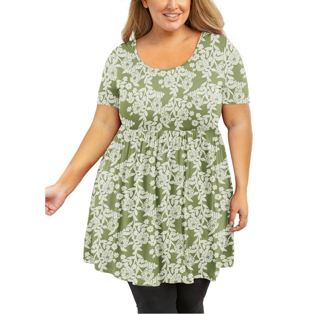 Showmall Women's Plus Size Floral Tunic: $14.37 Showmall Women's Plus Size Floral Tunic: $14.37