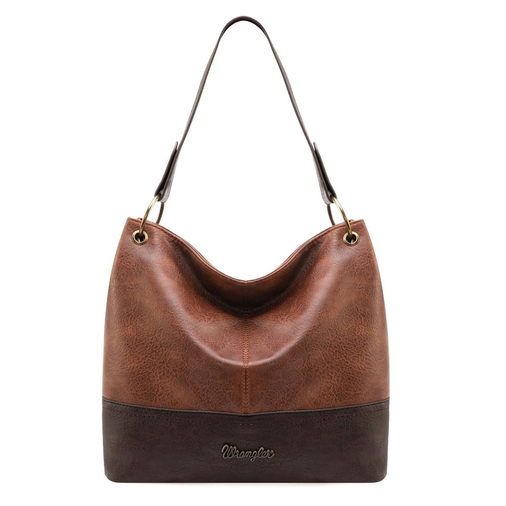 Wrangler Two-Tone Leather Hobo Tote Bag: $22.99