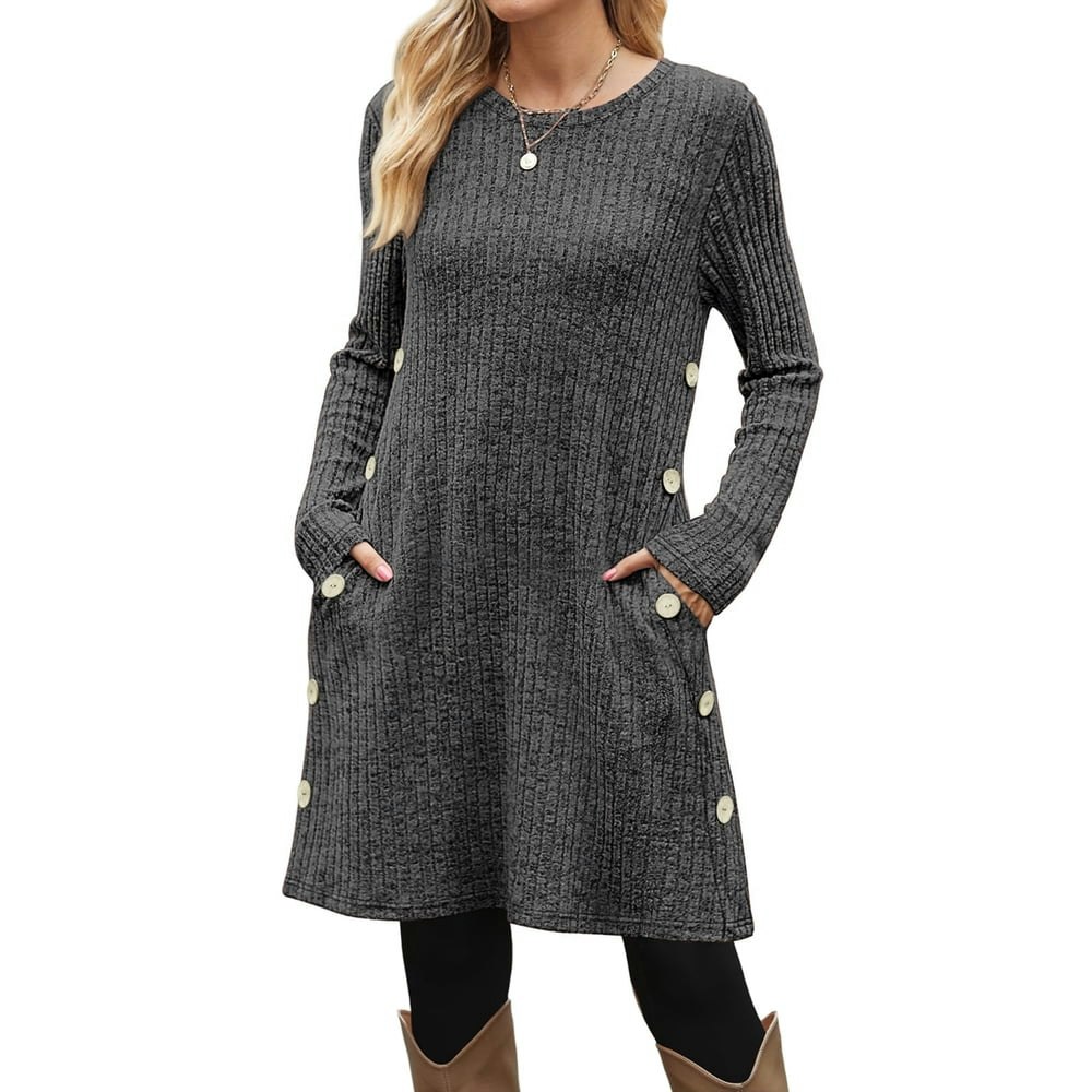 Fantaslook Women's Long Sleeve Button Tunic Sweater Dress with Pockets: $14.79 Fantaslook Women's Long Sleeve Button Tunic Sweater Dress with Pockets: $14.79