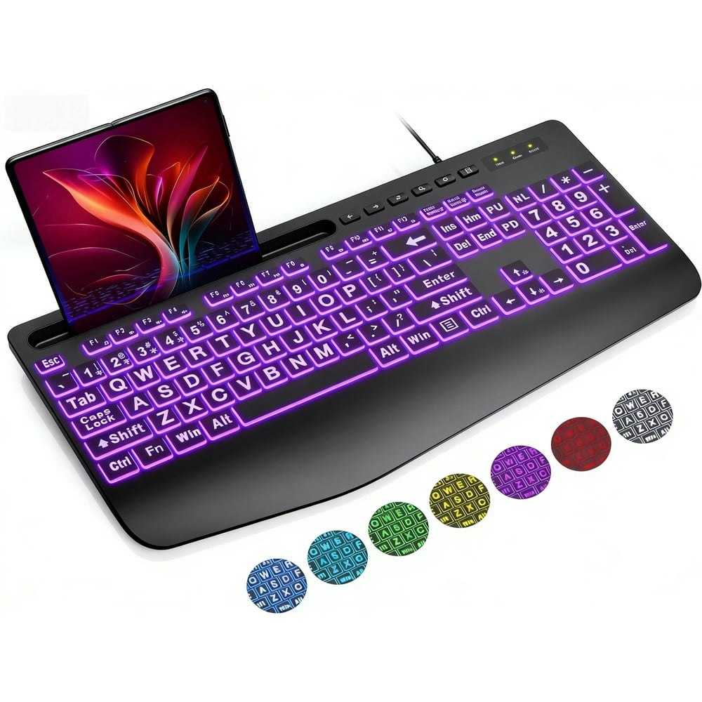 Large Print Backlit Wired Keyboard: $26.89 Large Print Backlit Wired Keyboard: $26.89