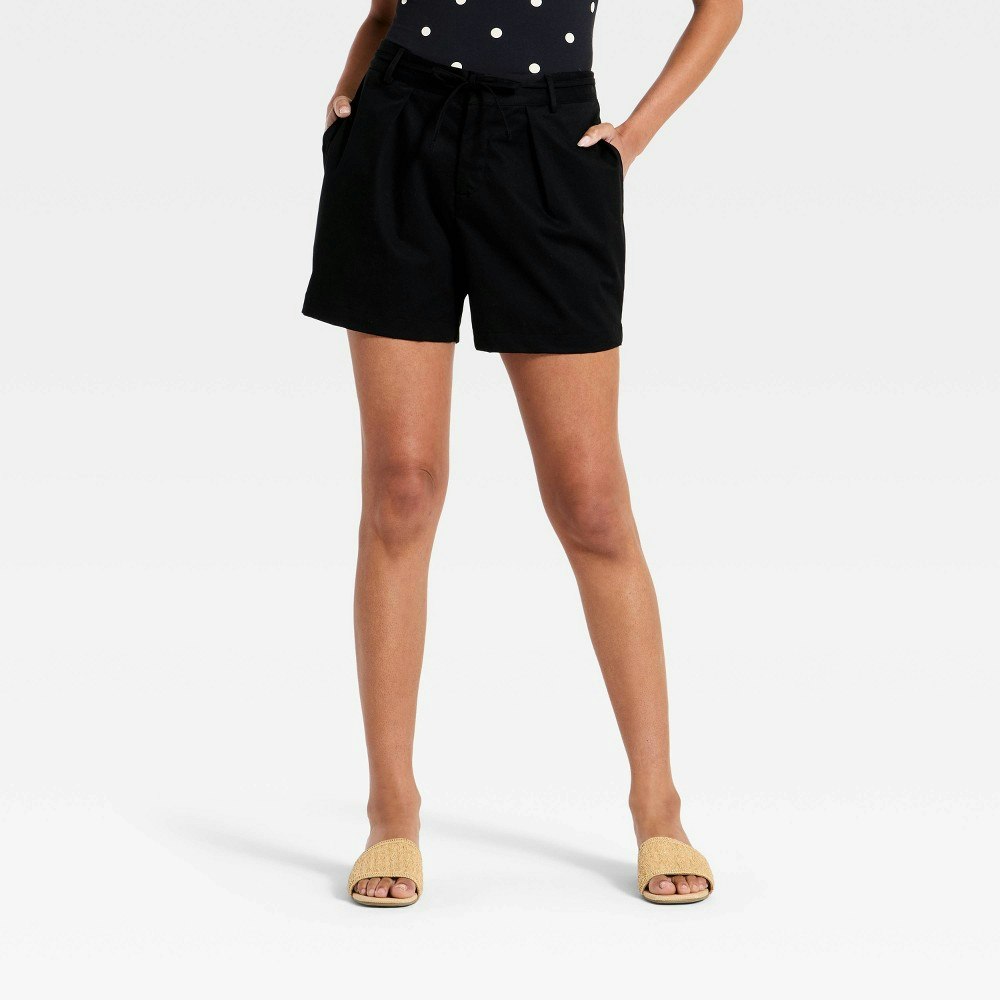A New Day Women's Mid-Rise Front-Tie Chino Shorts 5-Inch: $28