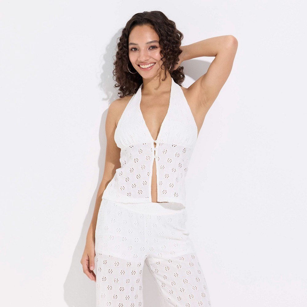 Wild Fable Women's Button-Front V-Neck Eyelet Halter Top: $25 Wild Fable Women's Button-Front V-Neck Eyelet Halter Top: $25