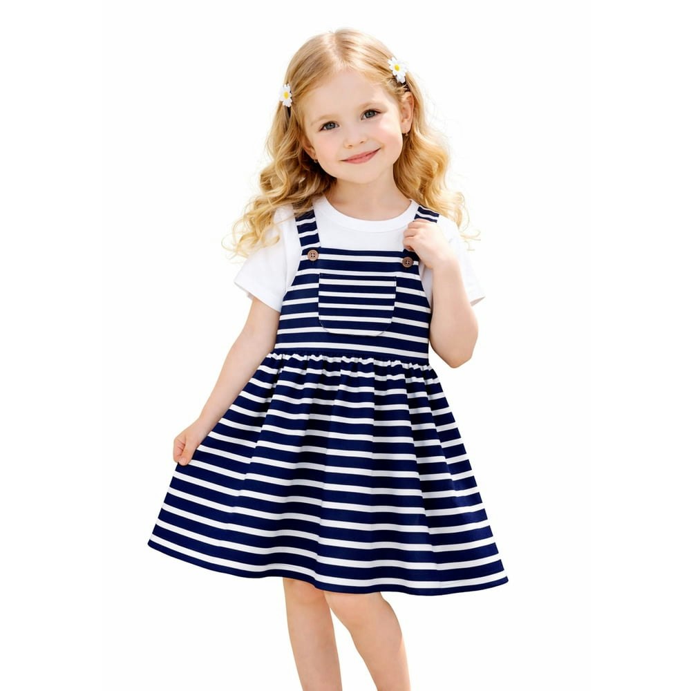 Hileelang 100% Cotton Toddler/Little Girls Stripe Dress Size 5: $14.89