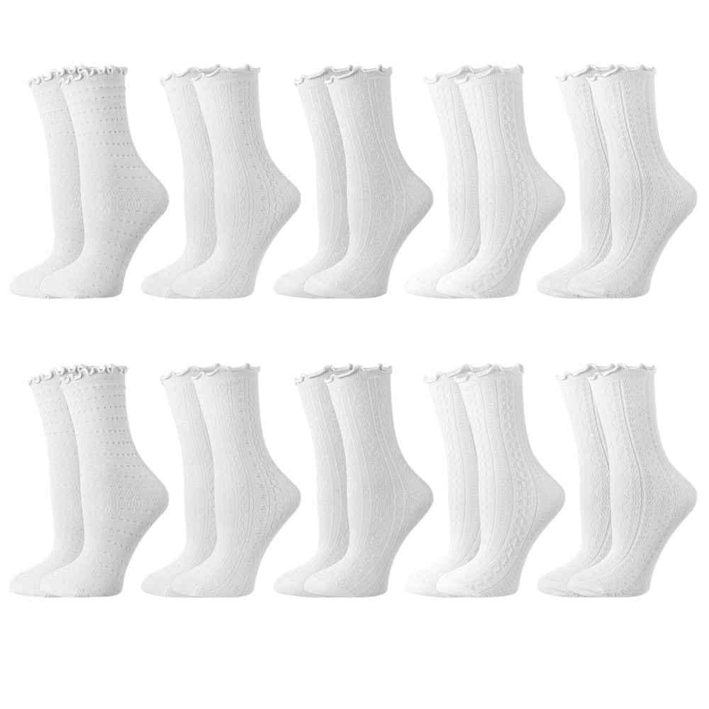 Bocaoying Women's Ruffle Crew Socks 10-Pack: $8.99