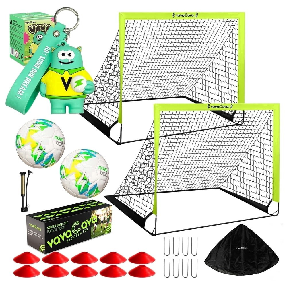 Vavacava 4'x3' Portable Soccer Goal 2-Pack with Training Accessories: $38.33