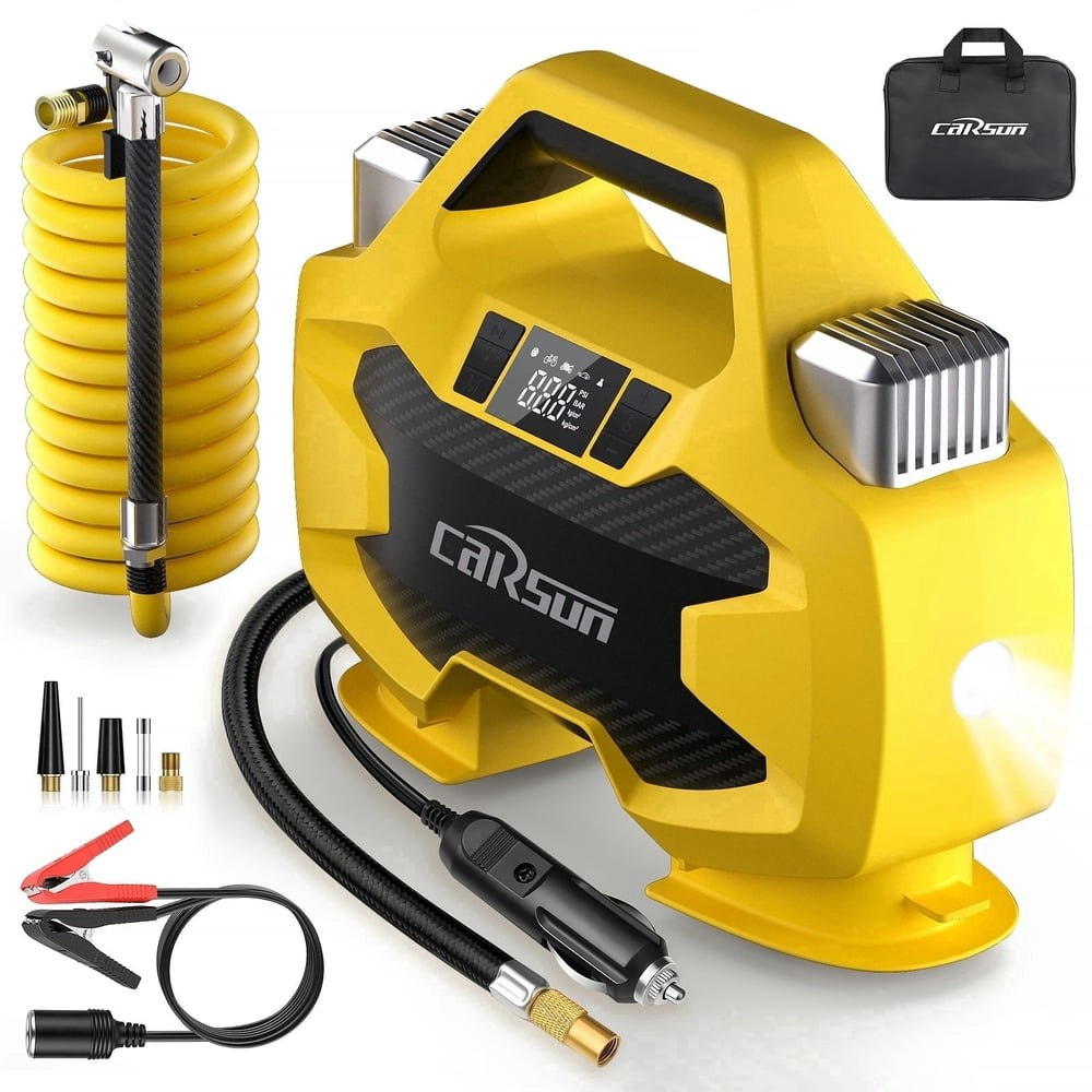 Carsun 150-PSI Dual-Cylinder Portable Air Compressor: $55.99