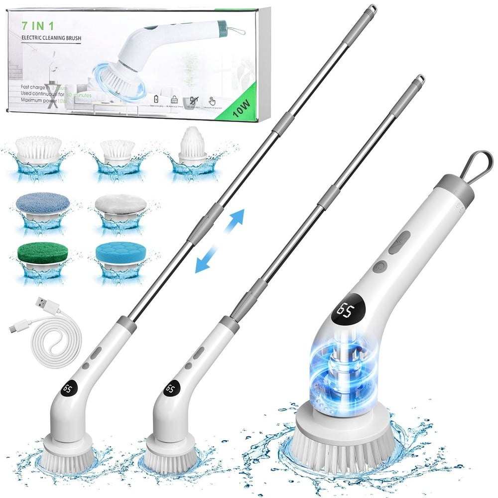 Amiluo Cordless Electric Spin Scrubber with 7 Replaceable Heads: $24.29