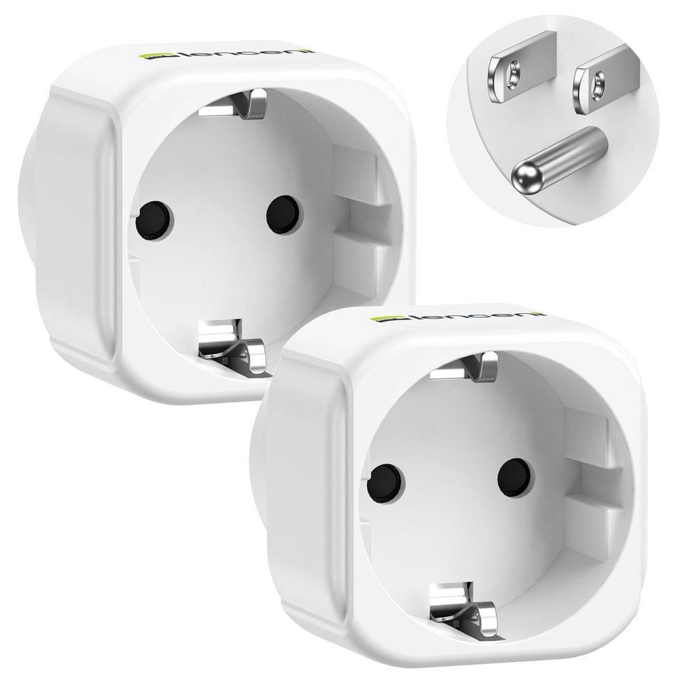 Lencent Europe to USA Plug Adapter 2-Pack: $12.30 Lencent Europe to USA Plug Adapter 2-Pack: $12.30