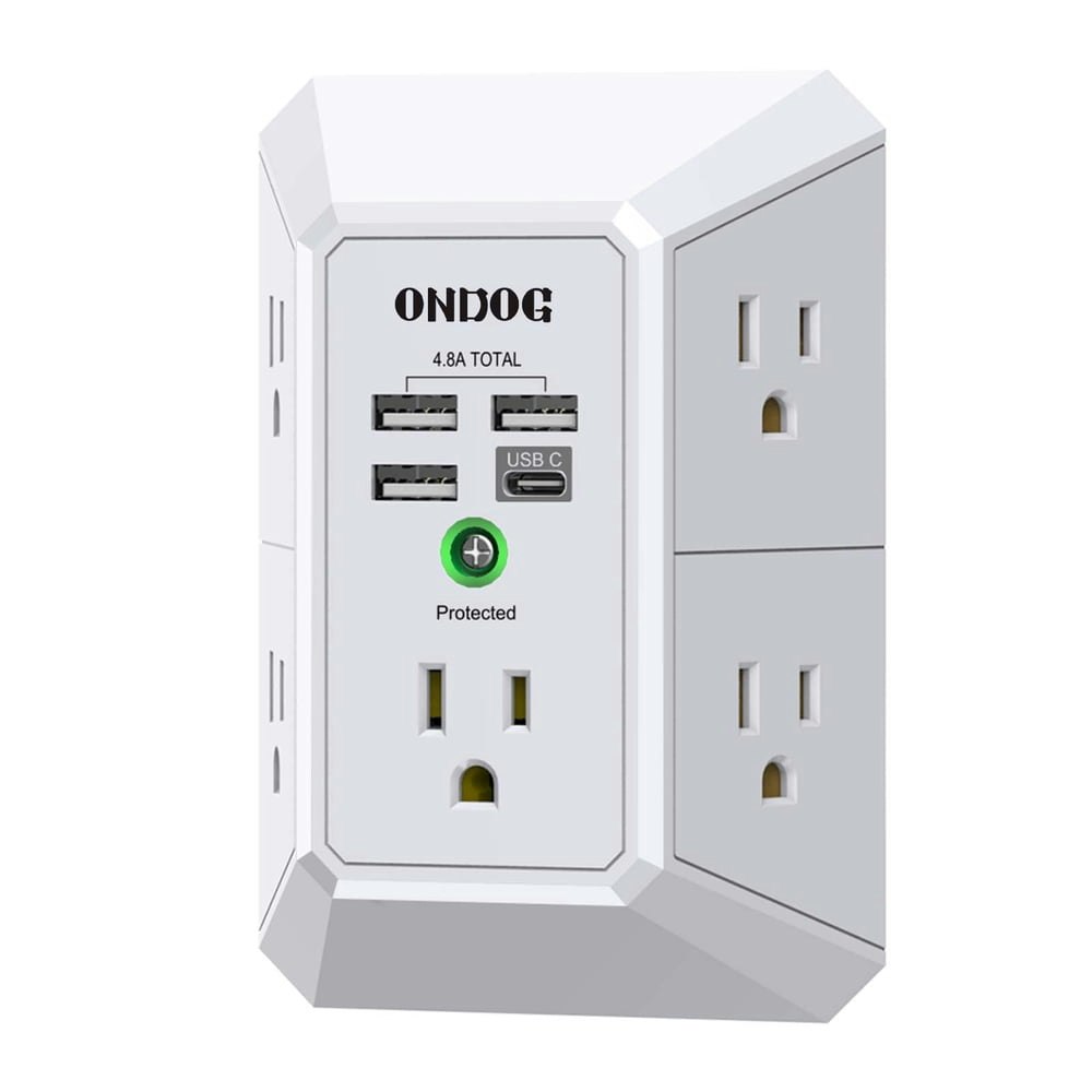 Ondog 5-Outlet Surge Protector with 4 USB Ports: $10.99 Ondog 5-Outlet Surge Protector with 4 USB Ports: $10.99