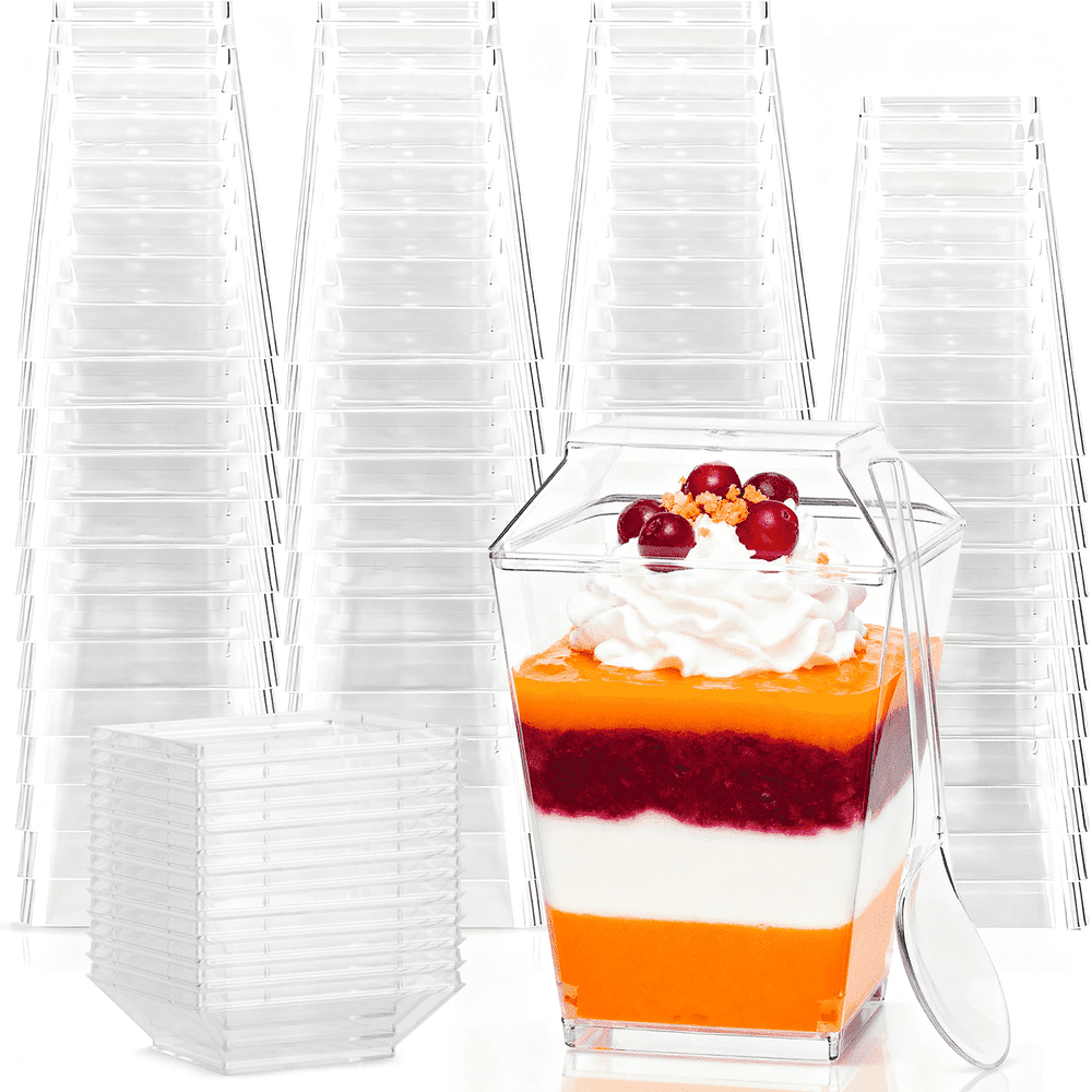 Xueyu 5oz Plastic Dessert Cups with Lids and Spoons 100-Pack: $23.39