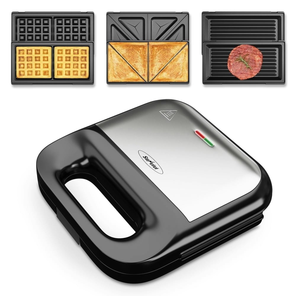 Sunvivi 3-in-1 Sandwich, Panini, and Waffle Maker: $35.99