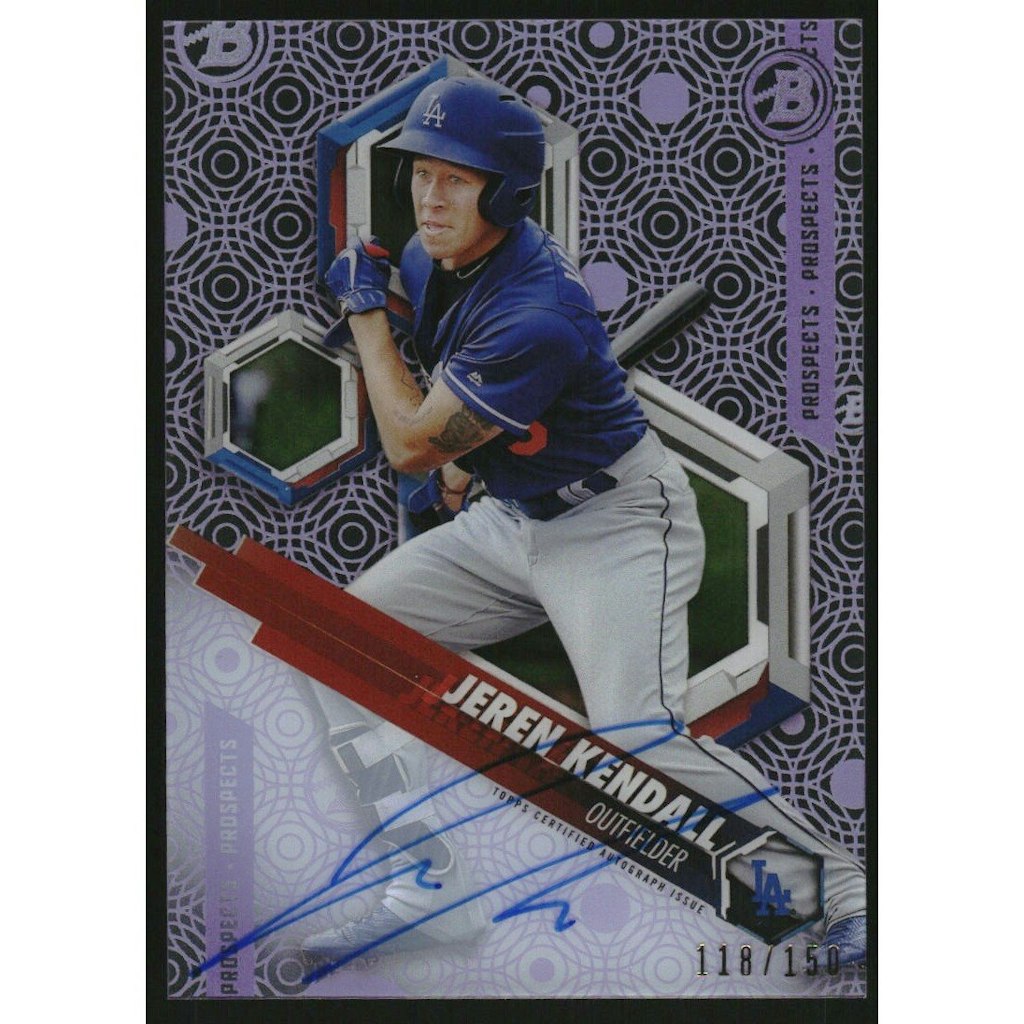 2018 Bowman High Tek Jeren Kendall Prospect Autograph Purple Diffractor: $10