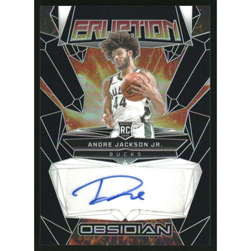 2023-24 Panini Obsidian Andre Jackson Jr. Rookie Eruption Autograph Card: $18 2023-24 Panini Obsidian Andre Jackson Jr. Rookie Eruption Autograph Card: $18