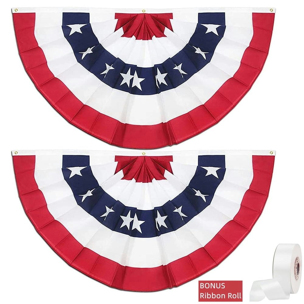 Niyattn 1.5' x 3' Pleated American Bunting Fan Flag 2-Pack: $10.76