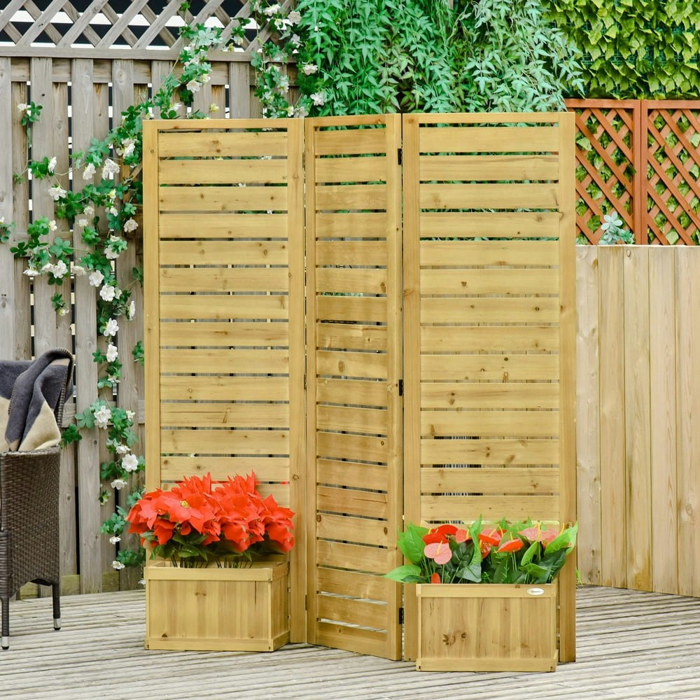 Outsunny Freestanding Outdoor Privacy Screen with 4 Planters: $152.99