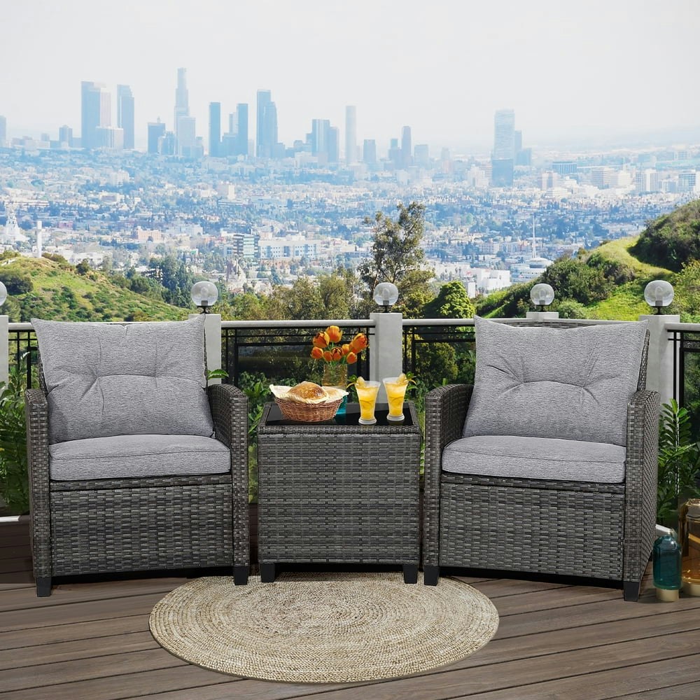 Gymax 3-Piece Patio Rattan Conversation Set: $162.99