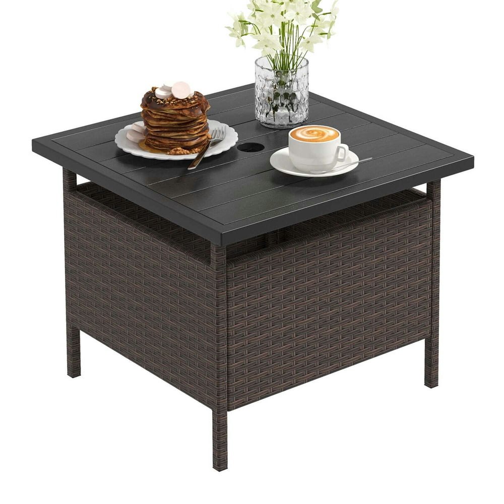 Gymax 22-inch Square Rattan Patio Side Table: $61.99 Gymax 22-inch Square Rattan Patio Side Table: $61.99
