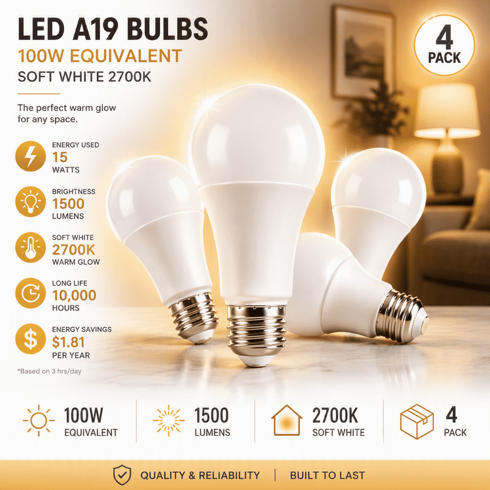Green Watt A19 15W LED Light Bulb 4-Pack: $12.29 Green Watt A19 15W LED Light Bulb 4-Pack: $12.29