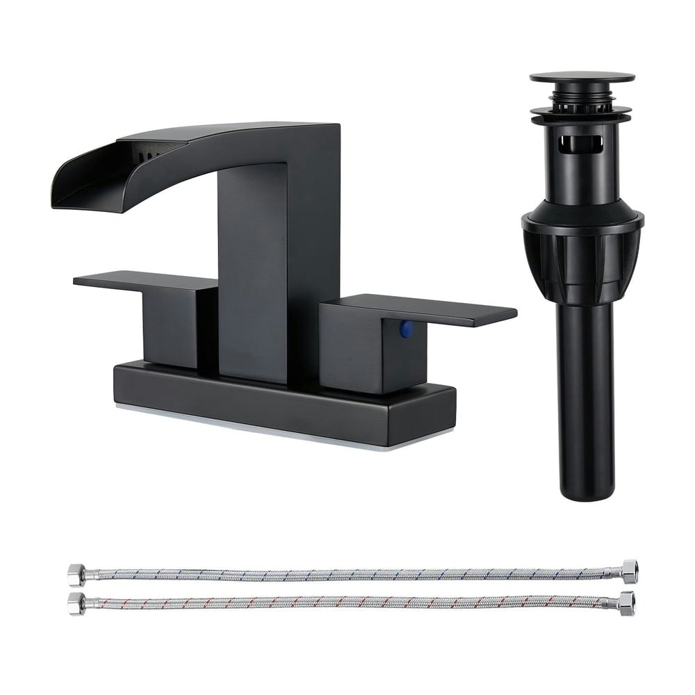 Waterfall Spout 4-Inch Centerset Double Handle Bathroom Faucet with Drain Kit: $32.39 Waterfall Spout 4-Inch Centerset Double Handle Bathroom Faucet with Drain Kit: $32.39