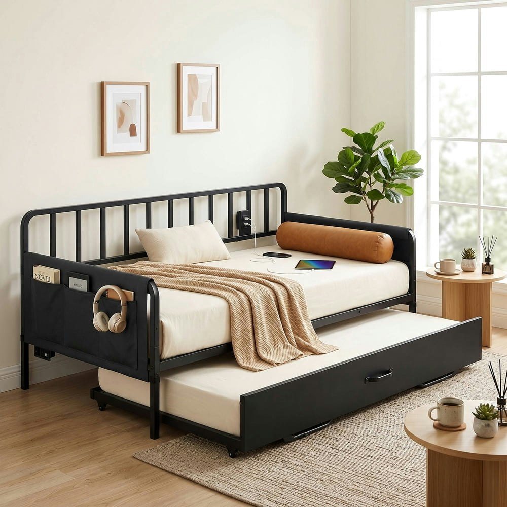 Likimio Twin Daybed with Trundle: $139.99 Likimio Twin Daybed with Trundle: $139.99