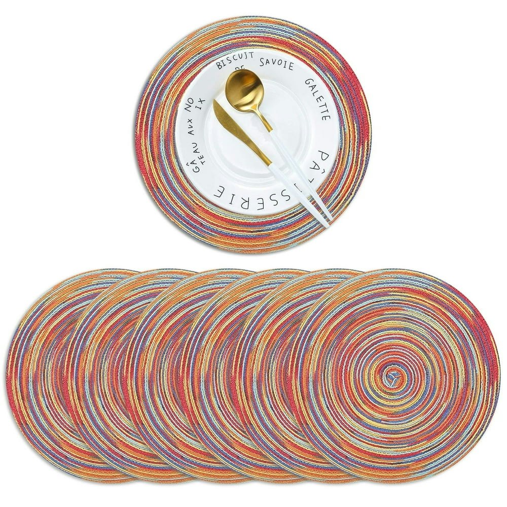 15-Inch Round Woven Placemats 6-Pack: $10.79