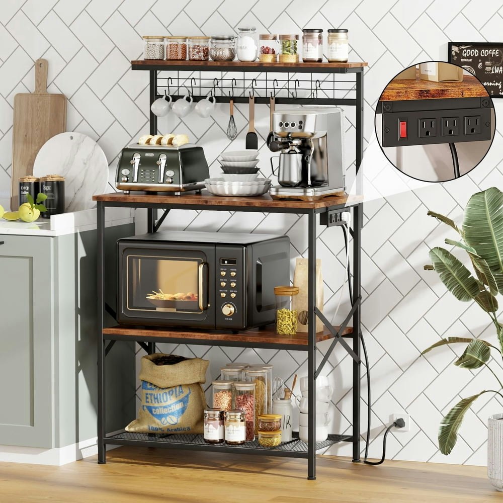 Tydimor 4-Tier Kitchen Baker's Rack with Power Outlet: $55.77